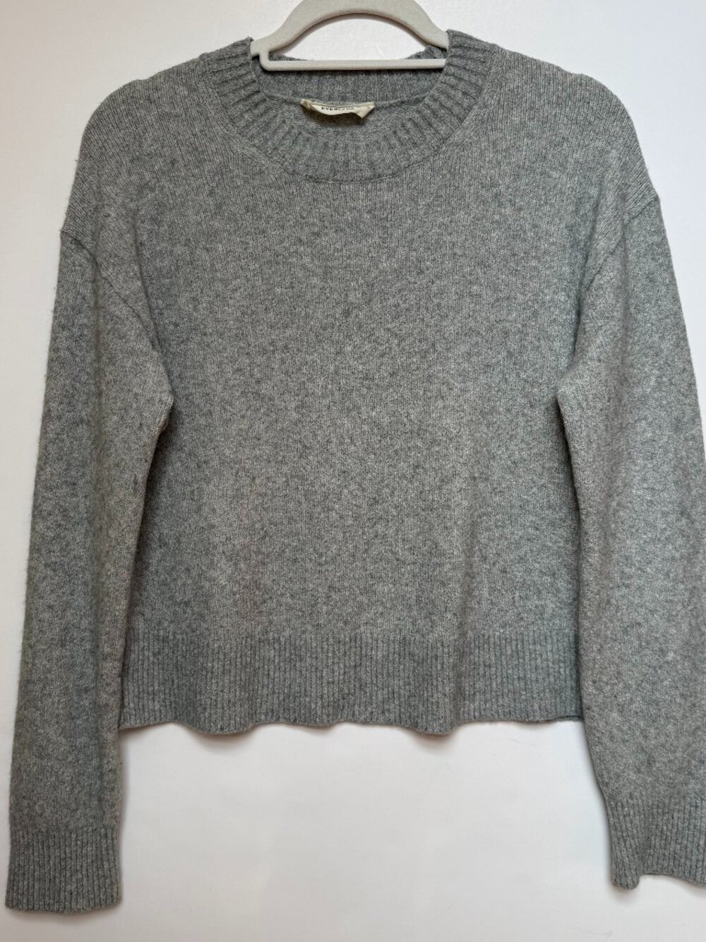 Everlane Sweater Cotton Alpaca Wool Light Grey Crew Neck Women's Small Pullover